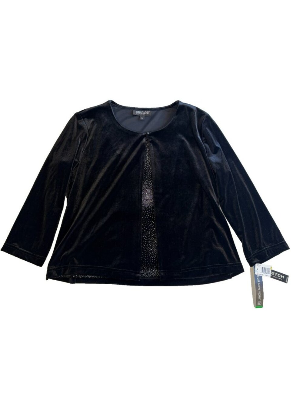 Briggs Petite Womens Black Velvet Cardigan Tank Set Glitter Glam Size PL NEW